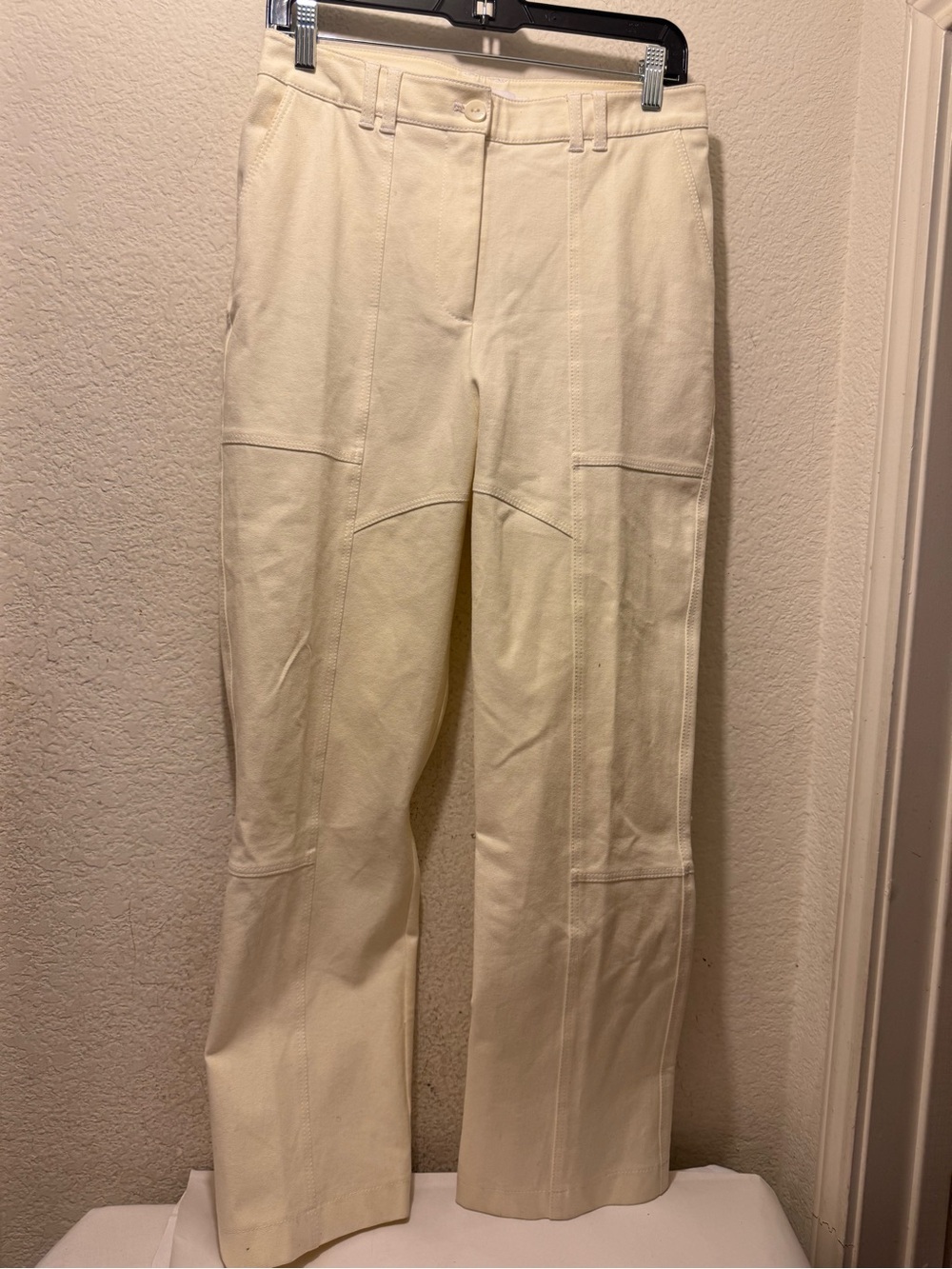 Jonathan Simkhai Cream Wide-Leg High-Rise Pants
